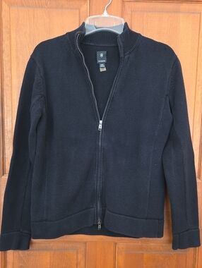 Victorinox Mens Black Zip-Up Knit Sweater